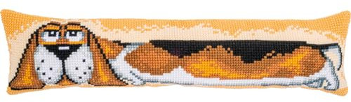 Vervaco Kreuzstich Stickpackungen Dekorative Zugluftstopper Vorgedruckt Kissen Hund DIY Set Kreativ Set Für Erwachsene ca. 80 x 20 cm Bastelset Handwerker Haus Dekoration