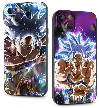 Handyhülle 2 Stück für Apple iPhone 13 Hülle 6.1'' Anime Dragonball Z Super Z DBZ Son Goku Manga Junge Muster Design Case All Inklusiv Linsen Schutzhülle Stoßfest TPU Silikon Weich Ultra Dünn Case,02