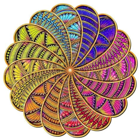Puzzle Holz Mandala Farbe XL - Holzpuzzle für Erwachsene und Kinder, einzigartige Designs und Verarbeitung, weckt die Phantasie und Kreativität für alle Altersgruppen, ein unvergessliches und