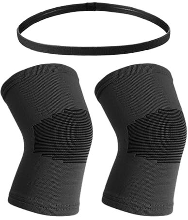 JTMKYO 1 par de rodilleras para niños y 1 diadema, equipo de rodillera para niños, voleibol baloncesto rodilleras, rodilleras de rodilla