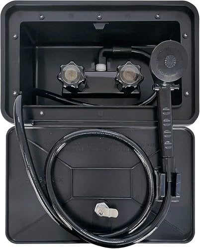 Box doccia esterno camper rimorchio kit doccia con rubinetto doccia soffione doccia e tubo flessibile scatola da parete uso portatile per camper furgone rimorchio da viaggio camper e barca