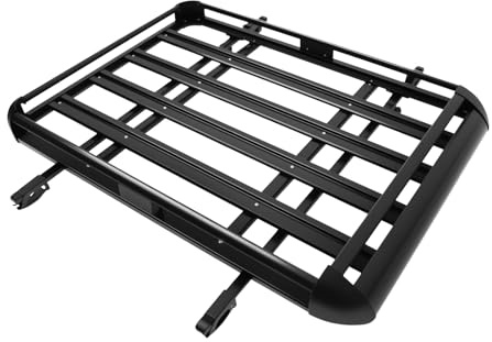 Aluminium Dachgepäckträger SUV Gepäckträger Schwarz Auto Dachkorb Aluminium Dachträger Korb Maximale Belastung 150 kg Aluminium-Gepäckkorb Dachgepäckträger Universal-Korbschienen-Gestell (140 x 100cm)