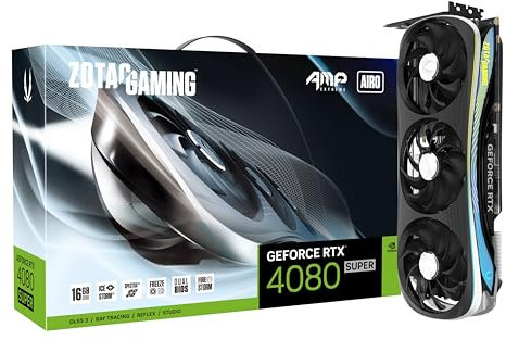 ZOTAC GAMING GeForce RTX 4080 SUPER AMP Extreme AIRO DLSS 3 16GB GDDR6X 256-bit 23 Gbps PCIE 4.0 Gaming Graphics Card, IceStorm 2.0 Advanced Cooling, SPECTRA 2.0 ARGB Lighting, ZT-D40820B-10P