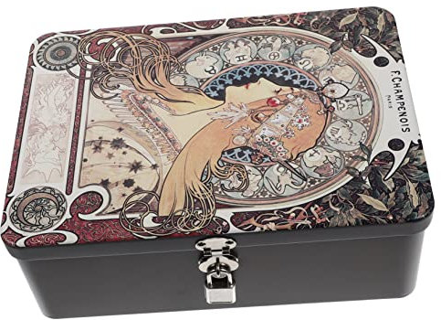 PACKOVE Caja Caja De Lata Decoración Vintage Latas De Dulces Recipiente Metalico Con Tapa Contenedor De Té Latas De Metal Rectangulares Café Viejo Lata Pequeña Hojalata