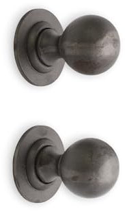 Infinity Decor Pair of Vintage Pewter Solid Iron Ball Mortice Door Pull Knobs Set 45mm - Ideal for Interior & Exterior use