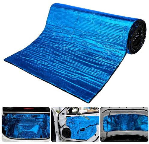 Camiraft Tapis Amortisseur D'isolation Phonique Thermique De Voiture Isolant Autocollant Imperméable,Isolation Thermique Et Sonore, pour Le Moteur/Toit/fenêtre(Bleu 200cmX50cmX10mm)