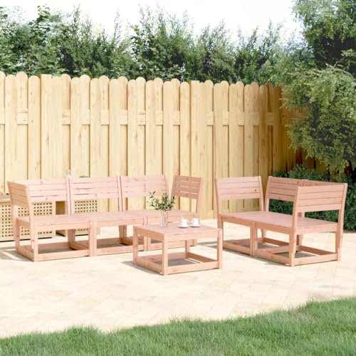 Keyroto Gartenlounge Holz Balkon Lounge Holz Gartenmöbel Set Holz Lounge möbel Outdoor Holz Lounge Sofa Outdoor Ecksofa Lounge Ecksofa Garten Sitzgruppe Sofagarnitur-Natürliches -5-TLG