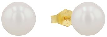 Amor Ohrstecker Gold 375/9ct Unisex Damen Herren Ohrschmuck, mit Süßwasserzuchtperle, 0,7 cm, Weiß, Kommt in Schmuck Geschenk Box, 2013428