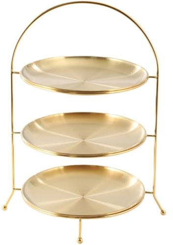1set 3 Tiers Stainless Steel Cupcake Stand Cake Display Stand Reusable Circular Cake Stand for Afternoon Tea Party Decorations