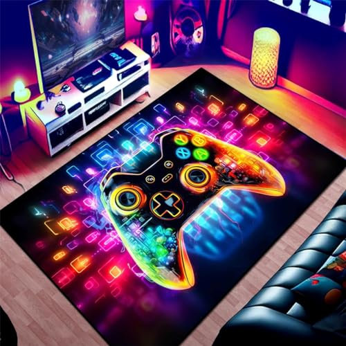Xisnuient Gaming Rugs for Bedroom Boys Teenage Kid Girls Gaming Bedroom Accessories Gamer Wallpaper Rug Modern 3D Cool Visual Living Room Small Floor Mats E-sports Carpet Pads (Glare,100x150cm)