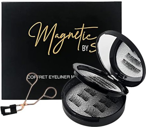 Joyeee Faux Cils Magnétique, 6 paires de faux-cils réutilisables, grappes d'aspect naturel 3D, kit de cils individuels avec pince applicatrice, sans colle, kit d'extension de cils à faire soi-même
