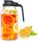 64 oz Glass Mason Jar Pitcher with Pour Spout and Handle, Wide Mouth Leak-Proof Jug for Cold Brew Coffee, Iced Tea, Juice, Lemonade, Sun Tea, Fruit Drinks, Airtight Lid for Fridge Storage (2 Quart)