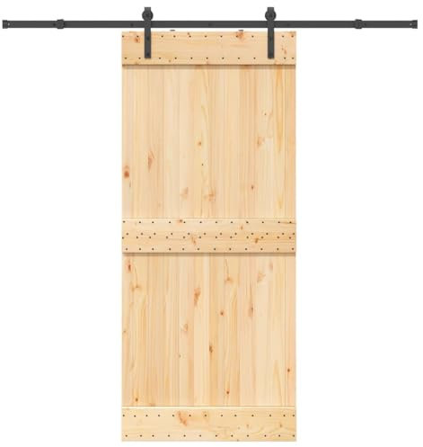 vidaXL Puerta corredera con herrajes madera maciza de pino 90x210 cm