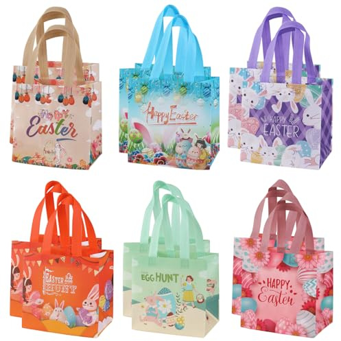Ostern Geschenktüten,Taschen Ostern,Ostertüten Groß - 12 Stück Geschenktüten für Festliche Ostertage, Papiertüten mit Henkel, Papiertüten Ostern, Ideale Wahl für Ihre Präsente und Überraschungen