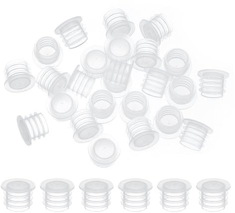 PATIKIL Salt and Pepper Shaker Stoppers 11mm/0.43, 25Pcs Plastic Salt Shaker Plug Replacement Reusable Clear Round End Cap for Pots Bottles Pipes