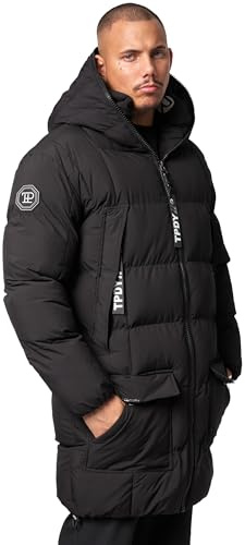 trueprodigy Herren Winterjacke Willo - Casual Puffer Mantel - Stylische warme gefütterte Steppjacke - Marken Jacke mit Reißverschluss und Kapuze Schwarz