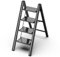 GameGem 4 Step Ladder, Folding Step Stool with Anti-Slip Wide Pedal, Aluminum Material Lightweight yet Sturdy, 150 KG Load, Cute Modern Apperance for Indoor Household Spaces, Black