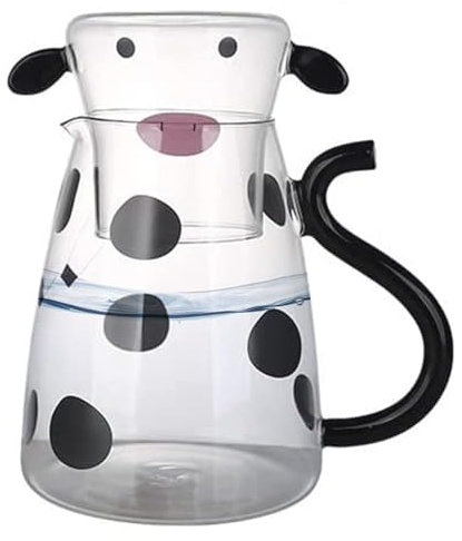 Brocca Per Latte, Brocca Per Acqua Dolce Oro Brocca Per Succo Freddo Di Mucca Dolce Caraffa In Vetro Con Coperchio, Set Caraffa Per Acqua Da Letto Con Tazza Per Succo Di Frutta Bottiglia Di Acqua