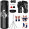 Lnopever Boxsack Hängend Sandsack Boxen,Boxsack Kinder Boxsack Set Erwachsene Jugendliche Box Sack Punching Bag mit Handschuhen, Kette, Deckenhaken für MMA UFC 120cm/4ft Boxsack (Nicht Gefüllt)