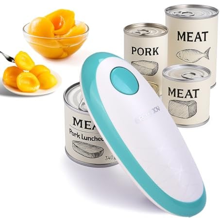 CIRCLE JOY Electric Can Opener for Seniors with Smooth Edge, Food-Safe Can Opener Electric Portable Battery Operated Automatic Can Openers for Almost Any Can Sizes, Green