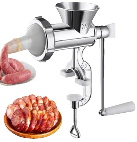 Picadora de carne manual, picadora de carne, embutidora de salchichas,Picadora de carne manual para embutidora de salchichas de aleación de aluminio resistente | Picadora de carne con manivela y monta