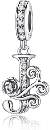 HappyStar 925 Sterling Silber Rose Letter Charms Alphabet Initial Bead Charm Anhänger fit Armband damen Schmuck Geschenk