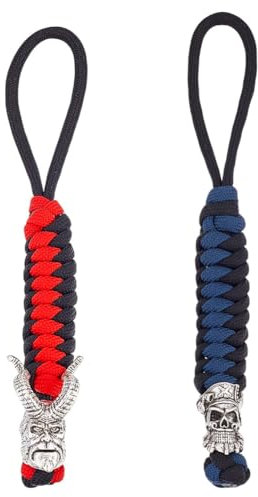 HOBBIESAY 2PCS Braid Parachute Lanyards Tactical Knife Paracord Ropes Skull Paracord Pocket Knife Lanyard Purple and Black EDC Parachute Lanyards for Attachment Gadget