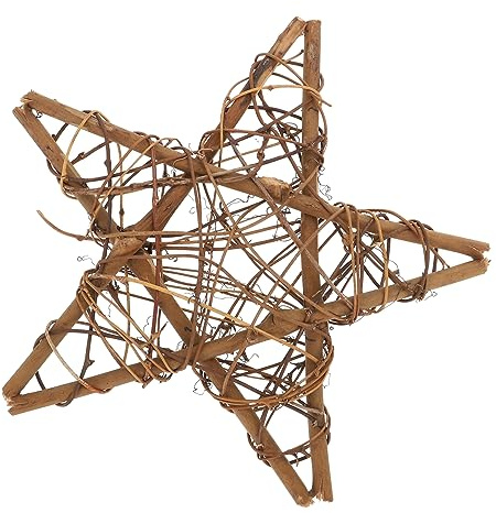 Braun Sternenkranz Deko aus Rattan für Terrasse und Innenraum | Gewebter Rattanring, Star Shaped Form, für Selbstgemacht Girlande und Kranzbinden, Braun