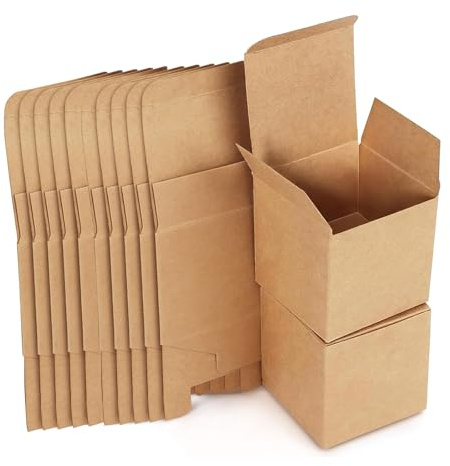 25 Stück Geschenkboxen Kraftpapier, Karton Schachteln 10 x 10 x 10 cm, Pappschachteln mit Deckel, Wiederverwendbare, Geschenkbox Quadratisch für Geschenke, Party, Geburtstag