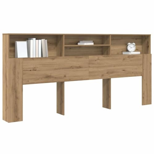 vidaXL Headboard Cabinet with Shelf Artisan oak 220 x 19 x 101.5 cm, Minimalist Bedroom Headboard, Rectangular Bookcase, Compact Storage, Stylish Shelving Unit, Engineered Wood Furniture