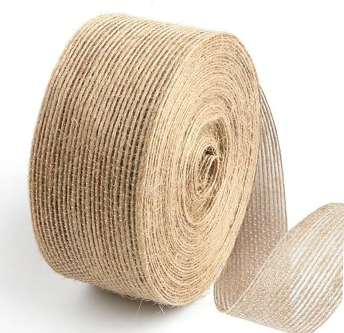 Juteband 50 mm zum Dekorieren Nähen Basteln - 10 Meter - Jute Band Juteseil für Möbel Geschenkverpackungen Gastgeschenk Handwerk für Hochzeit Feier - Burlap Band
