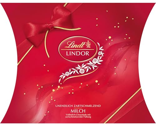 Lindt Schokolade | LINDOR Kugeln Milch, 250g Kissen, Vollmilch, Geschenk | ca. 20 Kugeln, Vollmilch Schokolade, zum Verschenken & Genießen, zartschmelzend, Genussmomente, Schokoladen-Geschenk