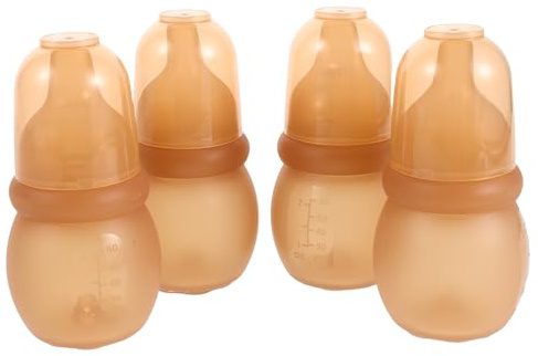 Gatuida 4-teiliges Mini-Babyfläschchen aus Silikon, 60 ml, für die Ernährung von Neugeborenen, Anti-Kolik-Sauger, weicher Sauger, reisefreundliche Säuglingsflasche für die ersten Monate, sanfte