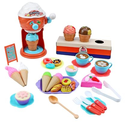 lmoikesz Ice Cream Maker Toy Set Kitchen Toys Pretend Play For Little Chefs To Enjoy Hours Of Imaginative Fun Coffee Early Educational Developmental Toy Birthday Gift