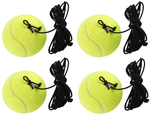 zeryor 4PCS Tennis Training Ball with String Durable Replacement Balls for Single-Player Practice Swing Ball Tennis Trainer Gear Yellow