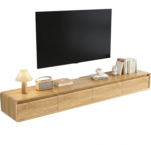 YINXSLO Floating TV Unit Rounded Corner Wall TV Cabinet with Storage