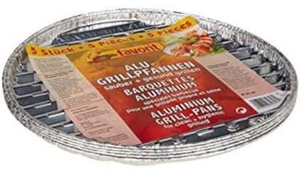 Favorit 1816 Grillpfanne Alu rund 34 cm; perfekt für jeden Rundgrill; hergestellt aus Aluminium; geeignet für Fisch, Fleisch und Gemüse; der sauberen und gesunden Grillgenuss; 5 Stück