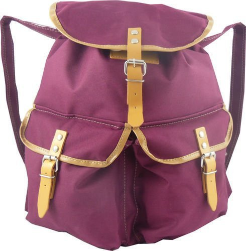 Oxford Bag Company Vintage Heavy Duty Canvas Backpack Leather Fasteners - Burgundy.