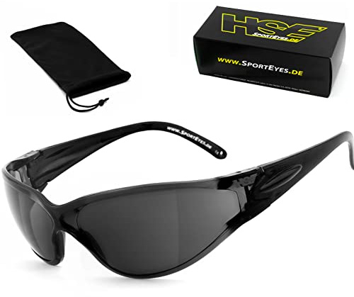 HSE SportEyes® | Sportbrille, Fahrradbrille, Radbrille, Bikerbrille | beschlagfrei | windabweisend | HLT® Sicherheitsglas nach DIN EN 166 | Sportbrille für Damen & Herren
