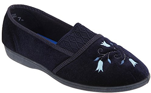 Sleepers Womens/Ladies Inez Gusset Throat Patterned Slippers (8 UK) (Navy Blue)