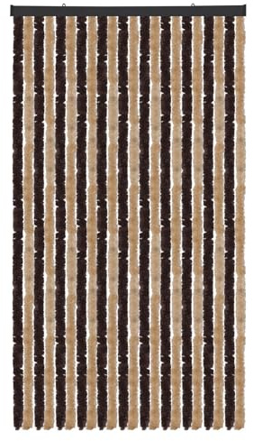 Arsvita Flauschvorhang Türvorhang (100x220 cm) in Beige-Braun als Insektenschutz für Balkon, Terrasse oder Wohnmobil, Wohnwagen, Pavillon