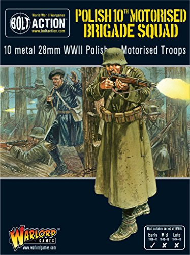 Polish 10th Motorised Brigade Squad - 28mm Scale Metal Miniatures for Bolt Action by Warlord Games - Highly Detailed World War 2 Miniatures for Table-top Wargaming