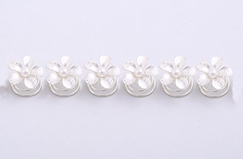 Brautschmuck Curlie Curlies Blüte Perle, 6er Pack