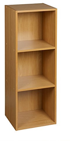 URBNLIVING Bücherregal aus Buchenholz mit 1, 2, 3, 4 Ablagen, Holzregal, holz, beige, 3 Ablagefächer