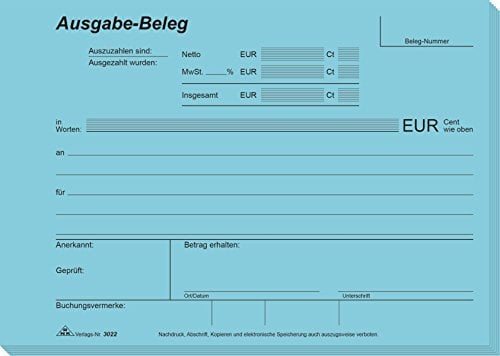 RNKVERLAG 3022 - Ausgabe Beleg, Block mit 2 x 50 Blatt, mit Durchschreibepapier, DIN A5 quer