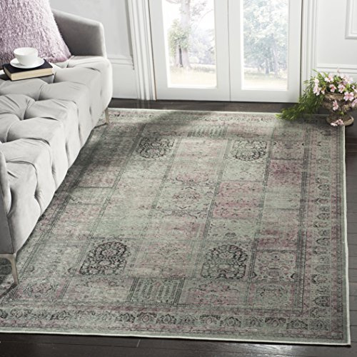 SAFAVIEH Vintage Collection Area Rug - 5'3 x 7'6, Amethyst, Oriental Distressed Viscose Design, Ideal for High Traffic Areas in Living Room, Bedroom (VTG127-2111)