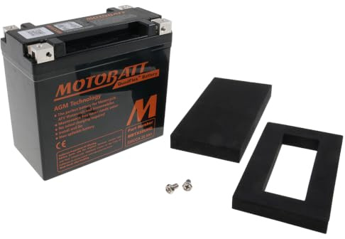 MOTOBATT Batterie 12 V 21 Ah MBTX20UHD kompatibel mit HD Night Train FXSTB | Bj. 2001-2006; AGM-Batterie, wartungsfrei, versiegelt, 4-polig; Vergleichstypen YB16LB, YB16CB, YB16CLB, SYB16LB, YB16BC