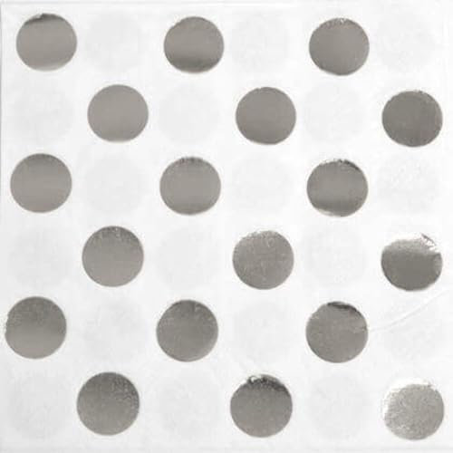Unique Party 32301 - Tovaglioli di Carta a Pois - 13 cm - Lamina Argento - Confezione da 16