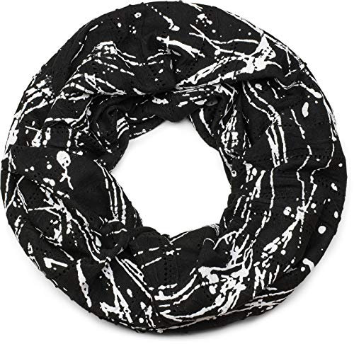 styleBREAKER Vintage Loop Schal im Destroyed used Look, Splat Style, Kleckse, Striche, kleine Löcher und Falten, Schlauchschal, Tuch, Unisex 01016137, Farbe:Schwarz