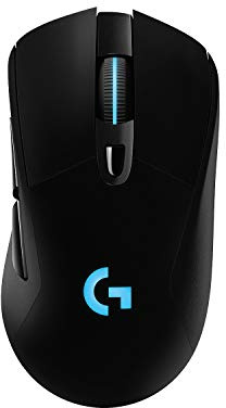 Logitech G703 Lightspeed Wireless Gaming Mouse W/Hero 25K Sensor, PowerPlay Compatible, Lightsync RGB, Lightweight 95G+10G Optional, 100-25, 600 DPI, Rubber Side Grips - Black